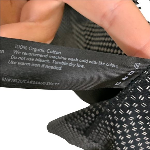 Eileen Fisher Black Organic Cotton Sleeveless Micro Print Swing Dress Medium - Picture 5 of 10